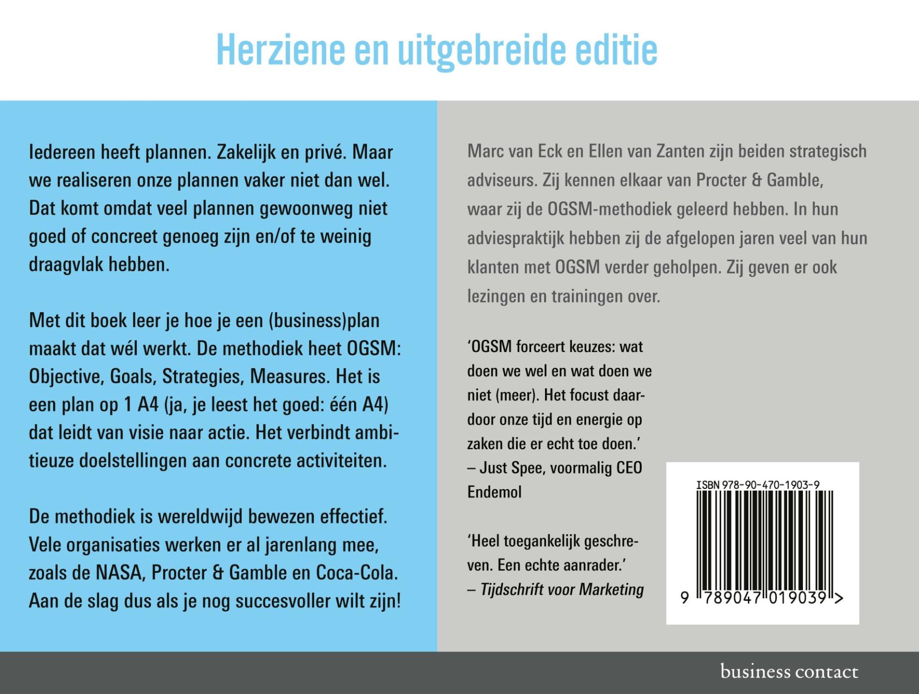 Achterkant van Businessplan op 1 A4