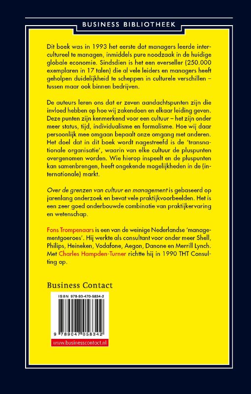 Achterkant van Over de grenzen van cultuur en management