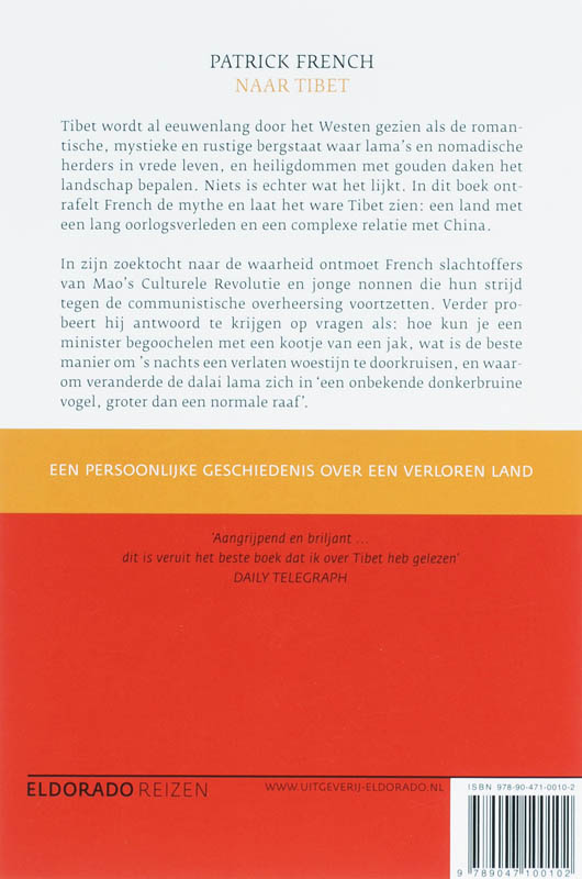 Achterkant van Naar Tibet