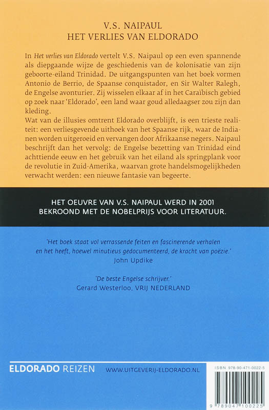 Achterkant van Het verlies van Eldorado
