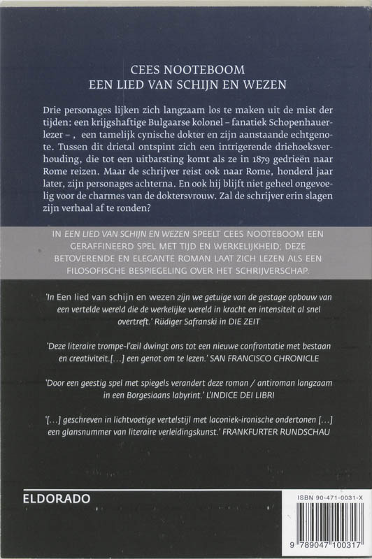 Achterkant van Een lied van schijn en wezen