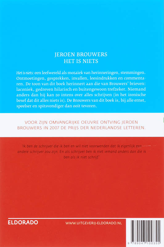 Achterkant van Het is niets