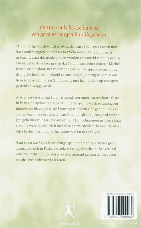Achterkant van Haar naam was Sarah