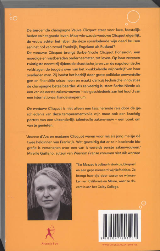 Achterkant van De weduwe Clicquot