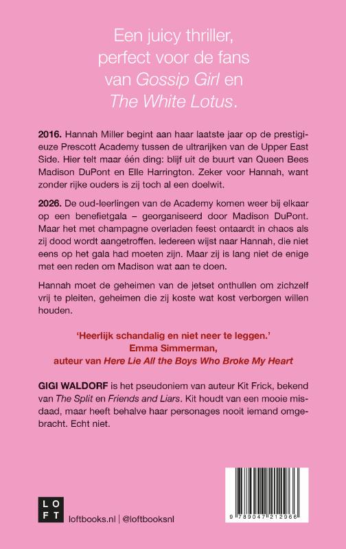 Achterkant van Moord in de Upper East Side