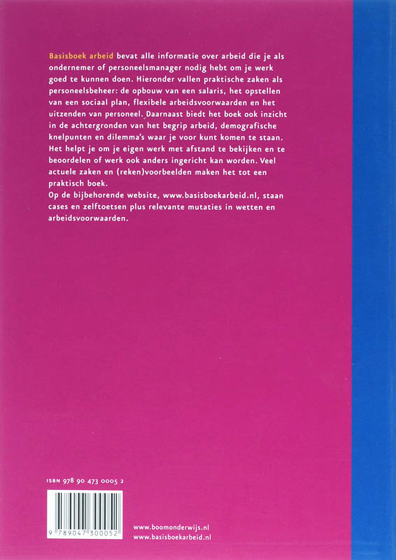 Achterkant van Basisboek arbeid