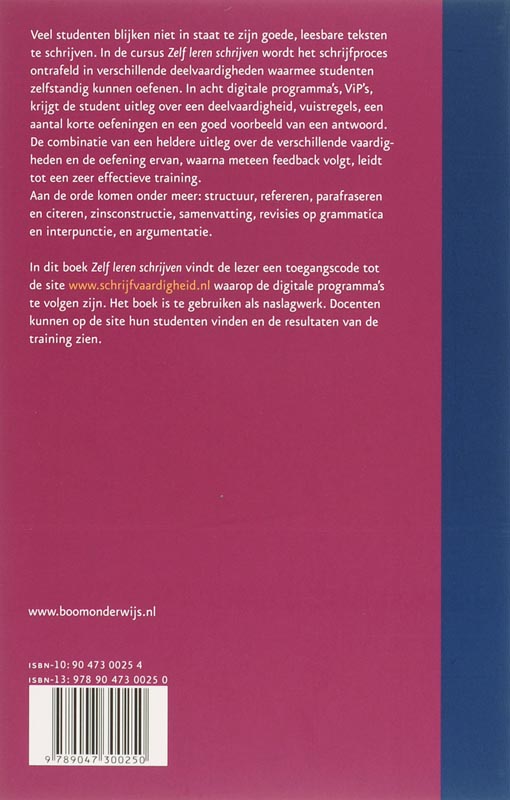 Achterkant van Zelf leren schrijven