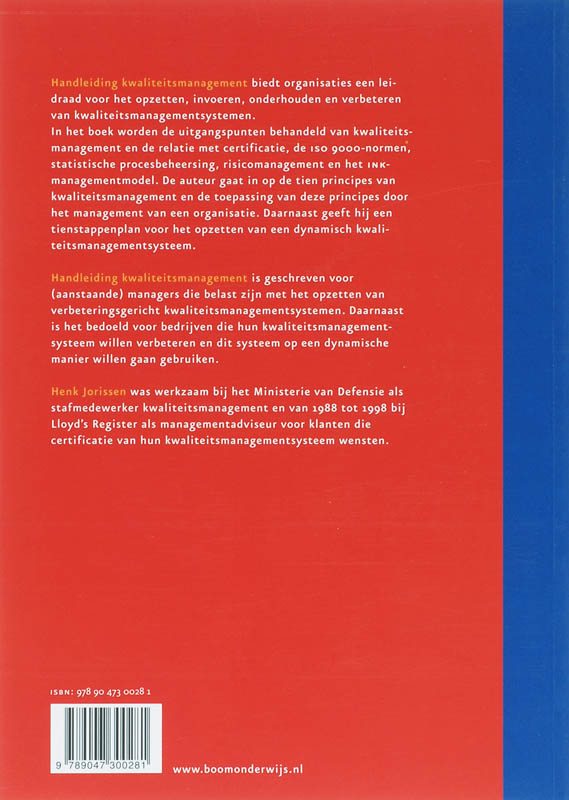 Achterkant van Handleiding kwaliteitsmanagement