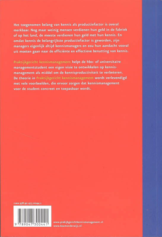 Achterkant van Praktijkgericht kennismanagement