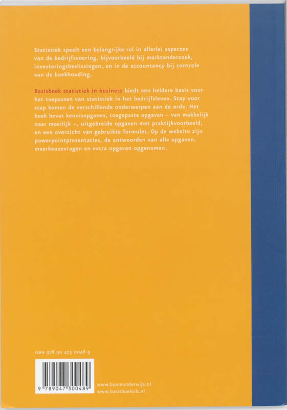Achterkant van Basisboek statistiek in business