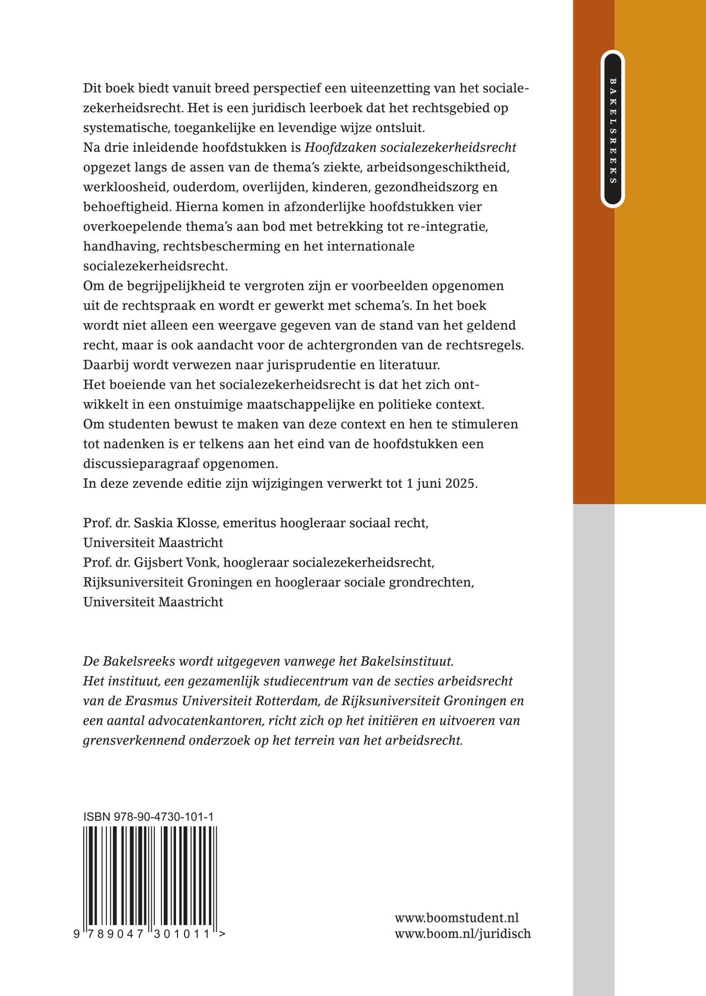 Achterkant van Hoofdzaken socialezekerheidsrecht