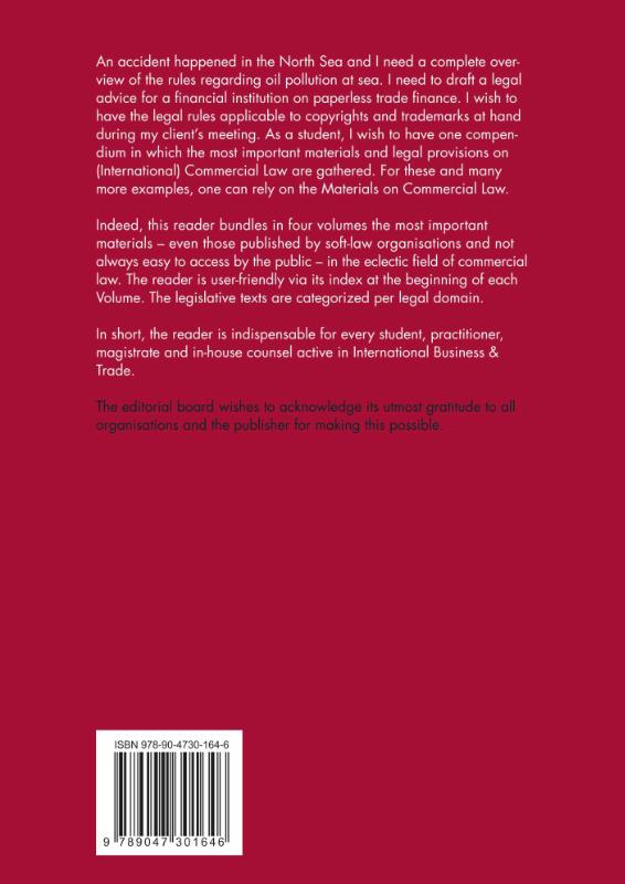Achterkant van Materials on Commercial Law - Volume IV