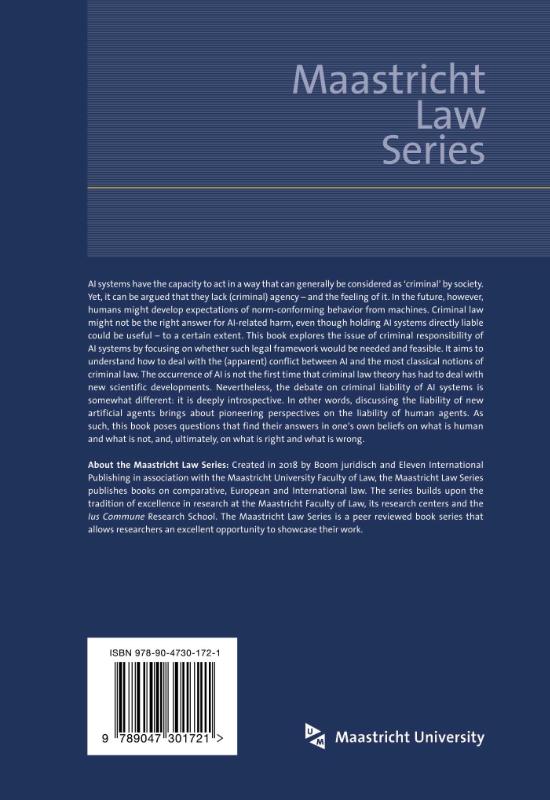 Achterkant van Criminal Behavior and Accountability of Artificial Intelligence Systems
