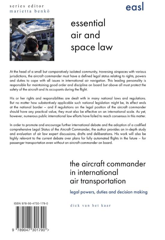 Achterkant van The Aircraft Commander in International Air Transportation