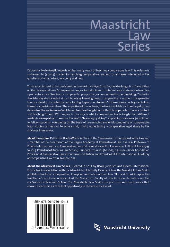 Achterkant van Teaching Comparative Law: Experiences and Reflections
