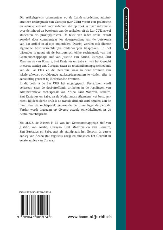 Achterkant van Landsverordening administratieve rechtspraak Curaçao