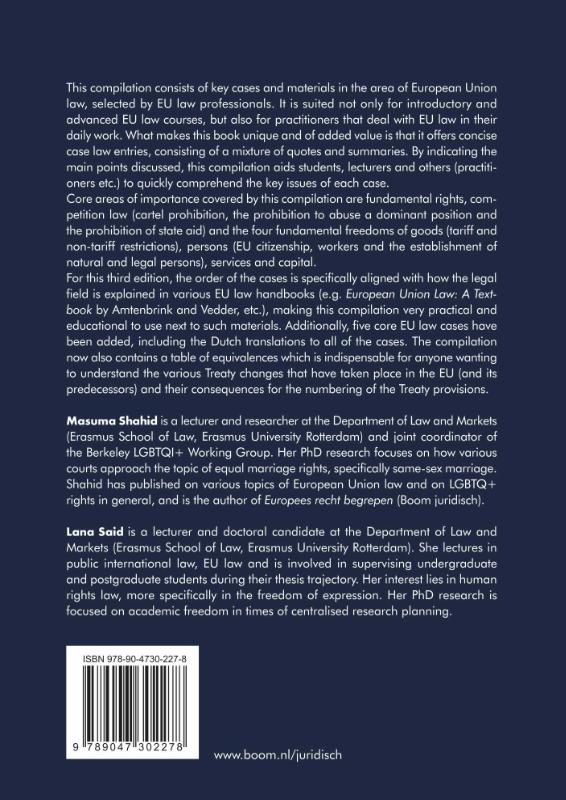 Achterkant van Cases and Materials European Union Law