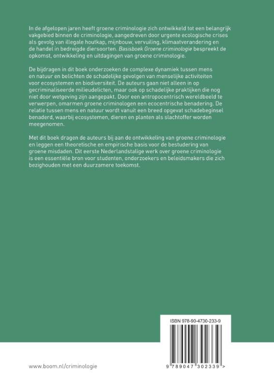 Achterkant van Basisboek groene criminologie