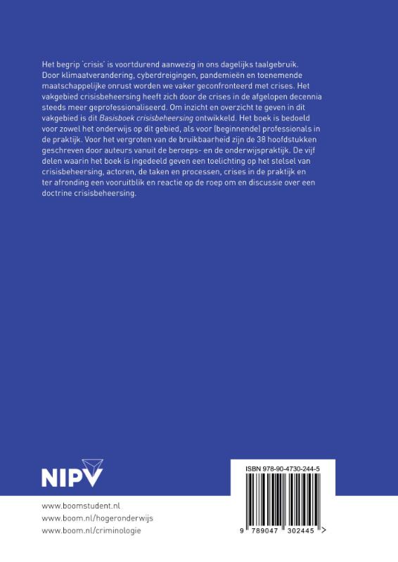 Achterkant van Basisboek crisisbeheersing