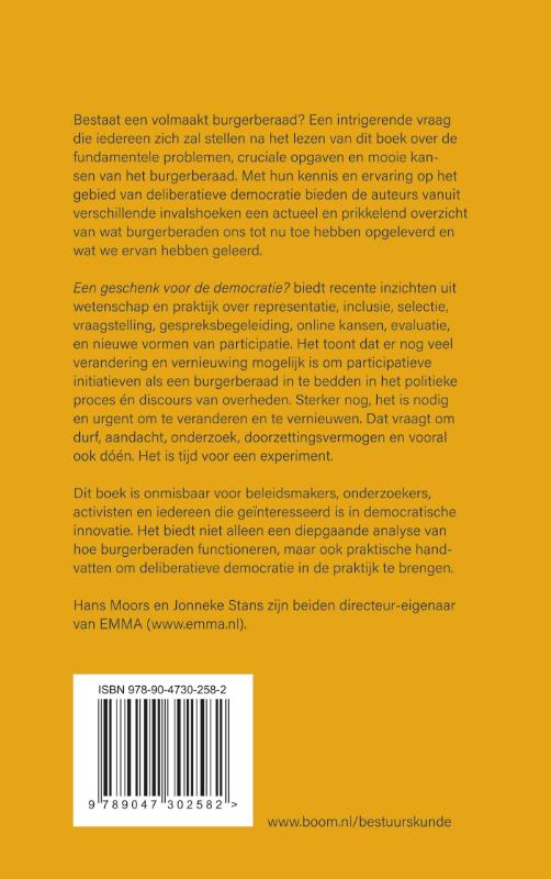 Achterkant van Een geschenk voor de democratie?