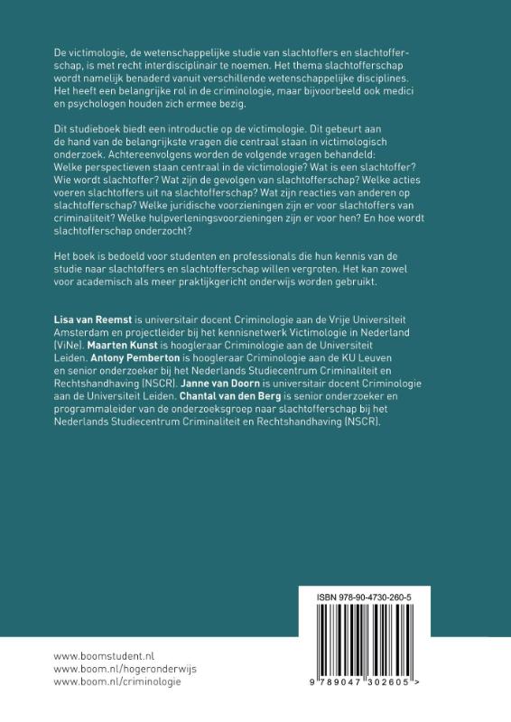 Achterkant van Basisboek victimologie