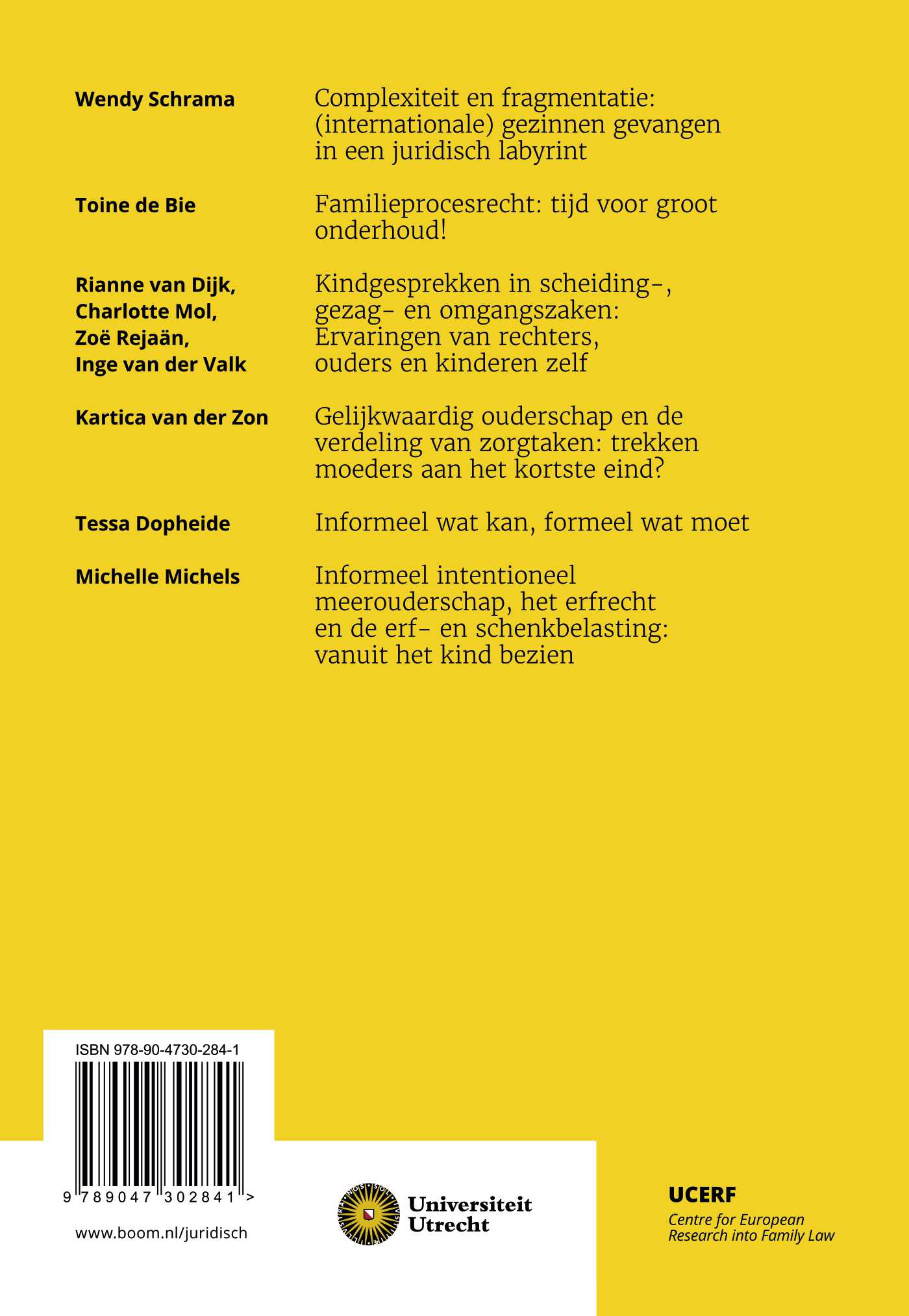 Achterkant van Actuele ontwikkelingen in het familierecht: twintigste UCERF symposium