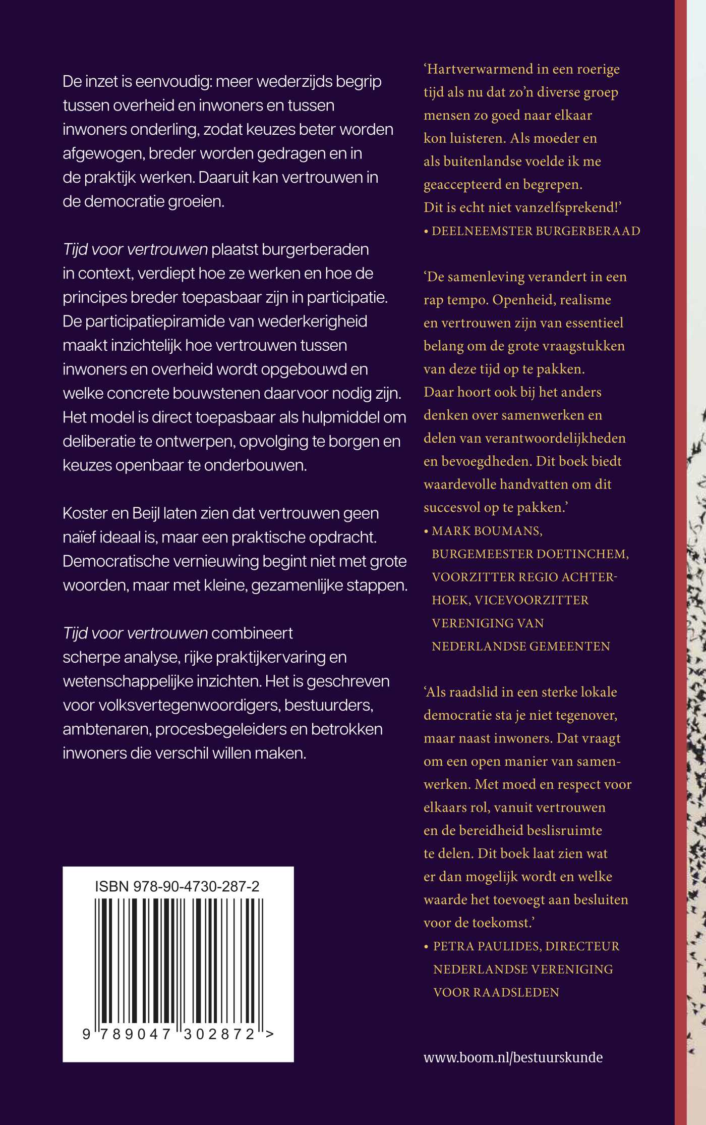 Achterkant van Tijd voor vertrouwen