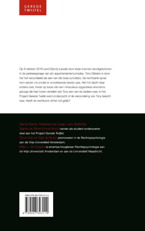 Achterkant van De moord in de Mini