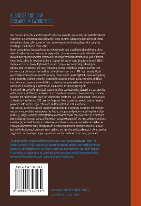 Achterkant van Shareholder Claims for Reflective Loss in Company Law and International Investment Law