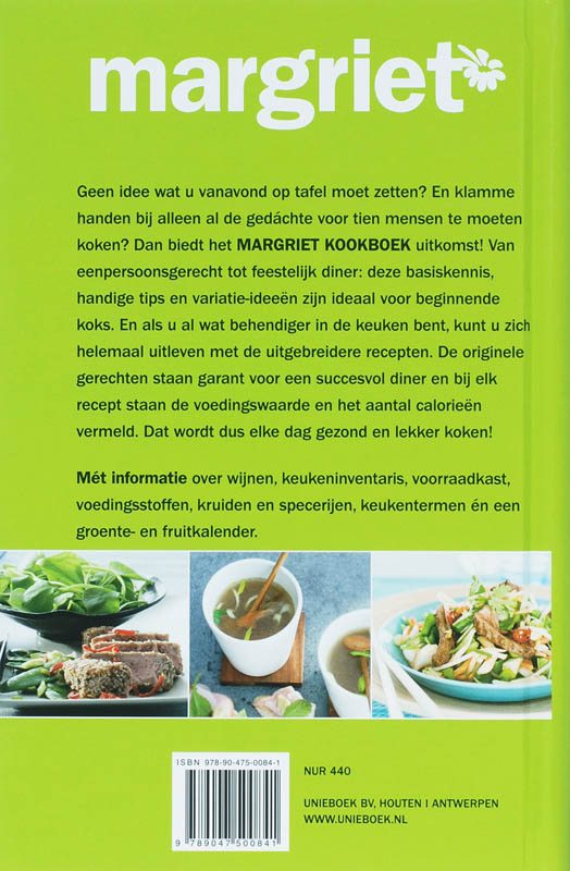 Achterkant van Margriet kookboek