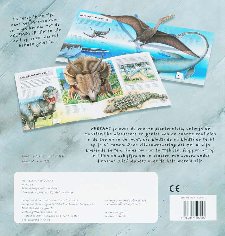 Achterkant van Pop-upboek dinosaurussen