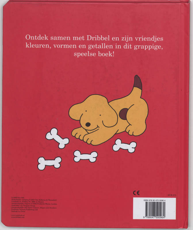 Achterkant van Dribbels grote boek over kleuren, vormen en getallen