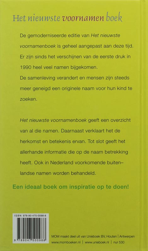 Achterkant van Het nieuwste voornamenboek