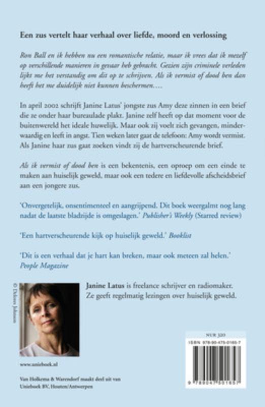 Achterkant van Als ik vermist of dood ben