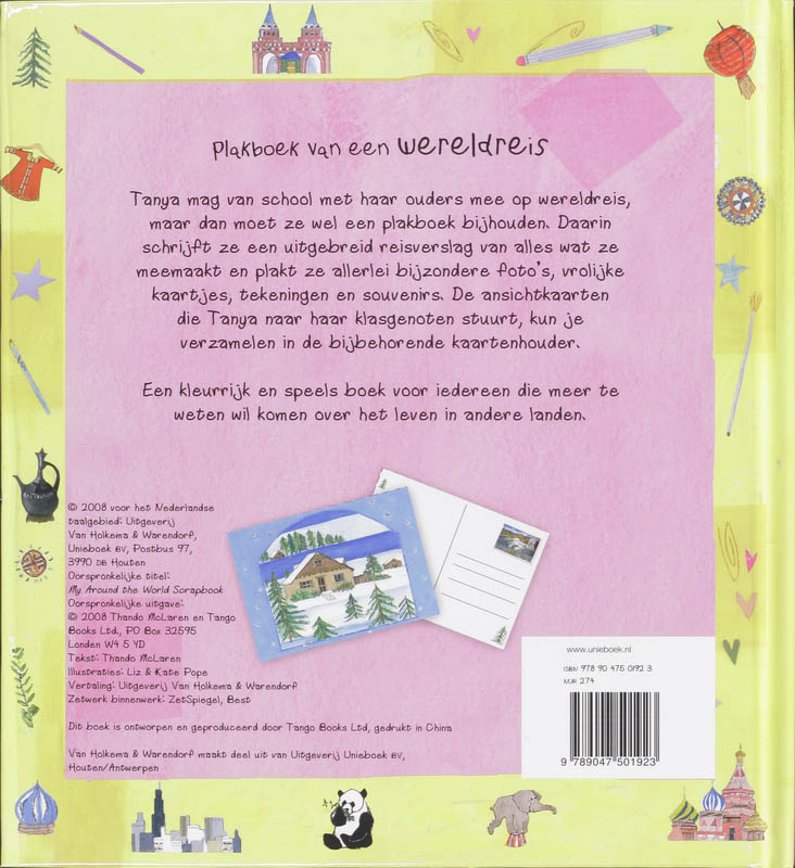 Achterkant van Plakboek van een wereldreis