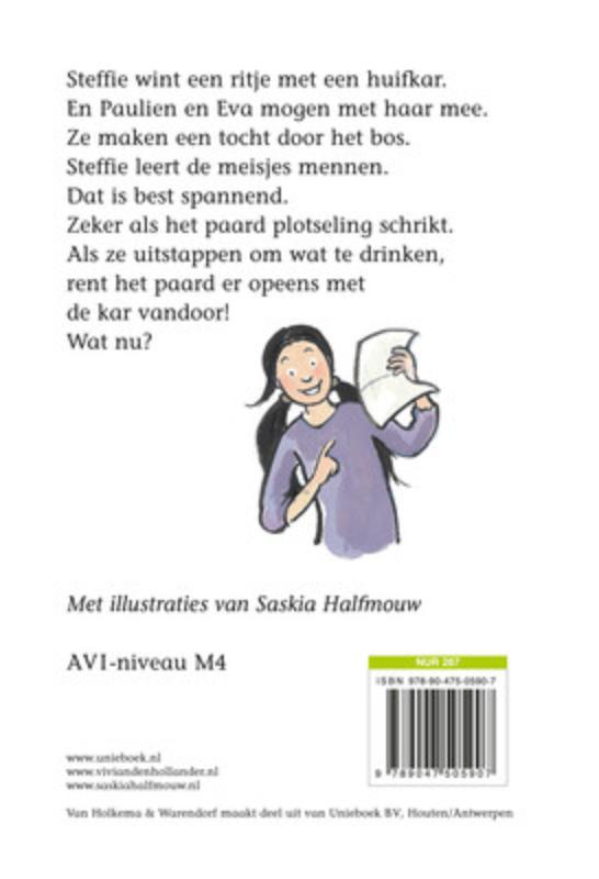 Achterkant van Op pad met de huifkar