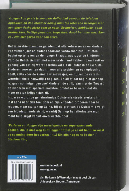 Achterkant van Honger
