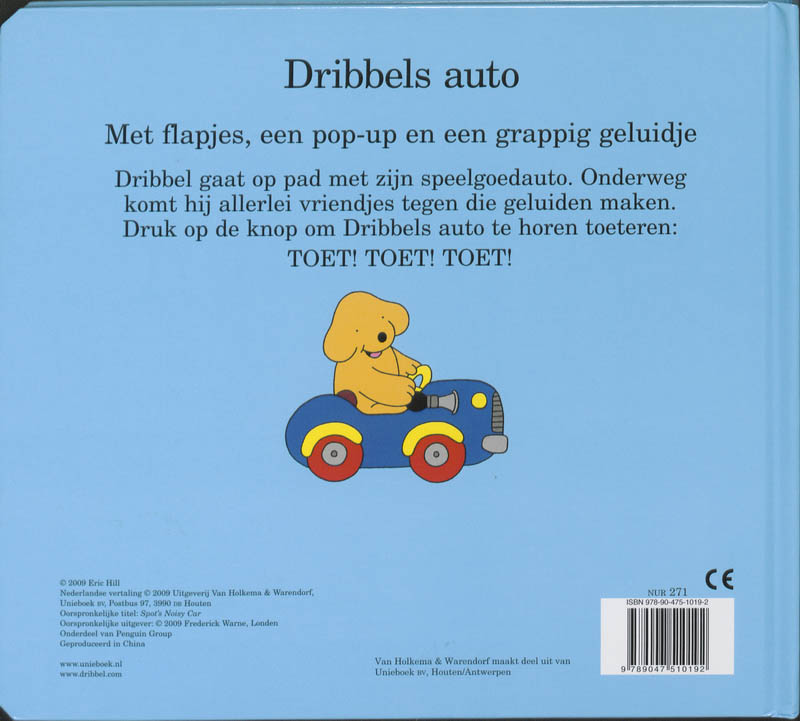 Achterkant van Dribbels auto