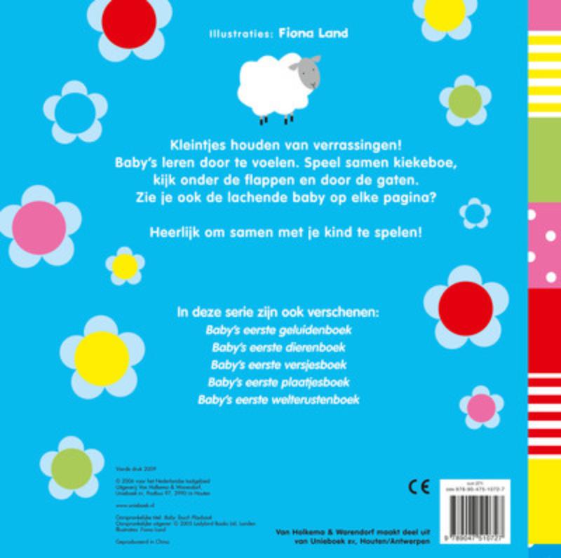 Achterkant van Baby's eerste speel en voelboek