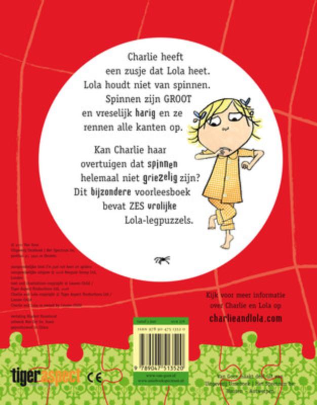 Achterkant van Charlie en Lola Ik ben nou eenmaal niet zo dol op spinnen