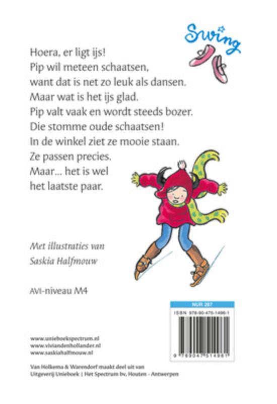 Achterkant van Pip danst op het ijs