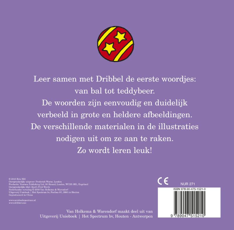 Achterkant van Dribbels eerste woordjes