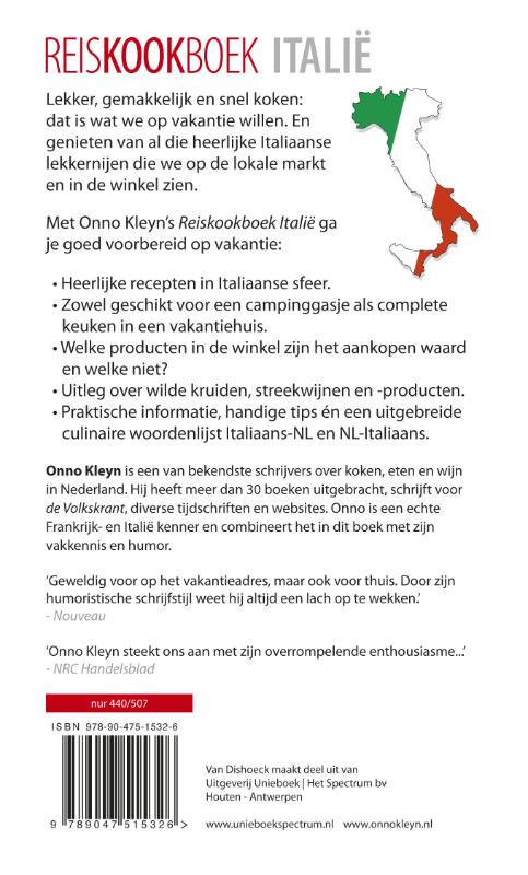 Achterkant van Reiskookboek Italië