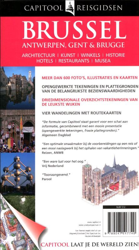 Achterkant van Brussel, Antwerpen, Gent en Brugge