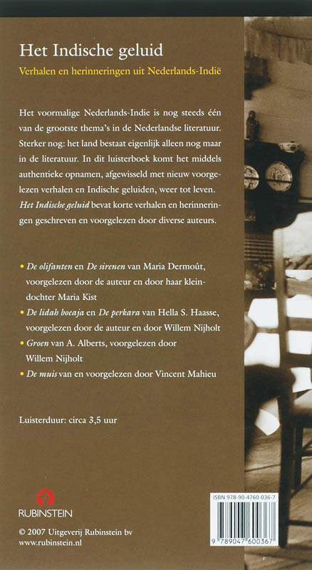 Achterkant van Het Indische geluid, 4 CD'S