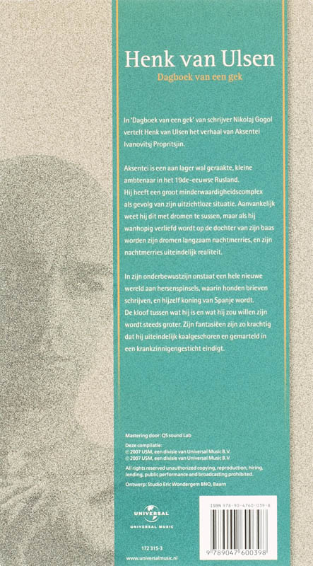 Achterkant van Dagboek van een gek 1 CD