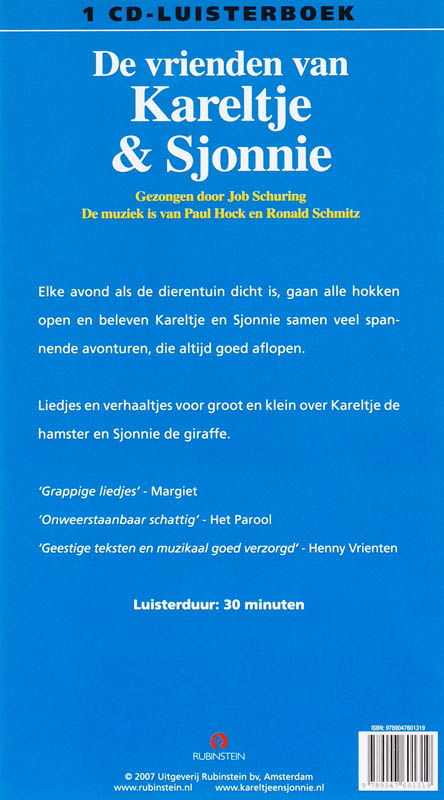 Achterkant van De vrienden van Kareltje en Sjonnie