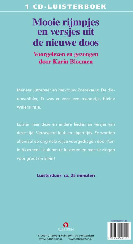 Achterkant van Mooie rijmpjes en versjes uit de nieuwe doos