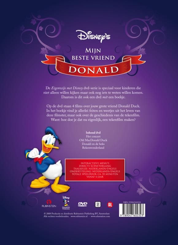 Achterkant van Donald met een boekje