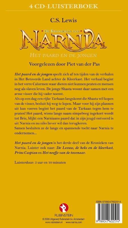 Achterkant van Het paard en de jongen